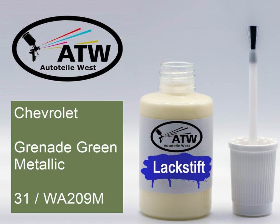 Chevrolet, Grenade Green Metallic, 31 / WA209M: 20ml Lackstift, von ATW Autoteile West.